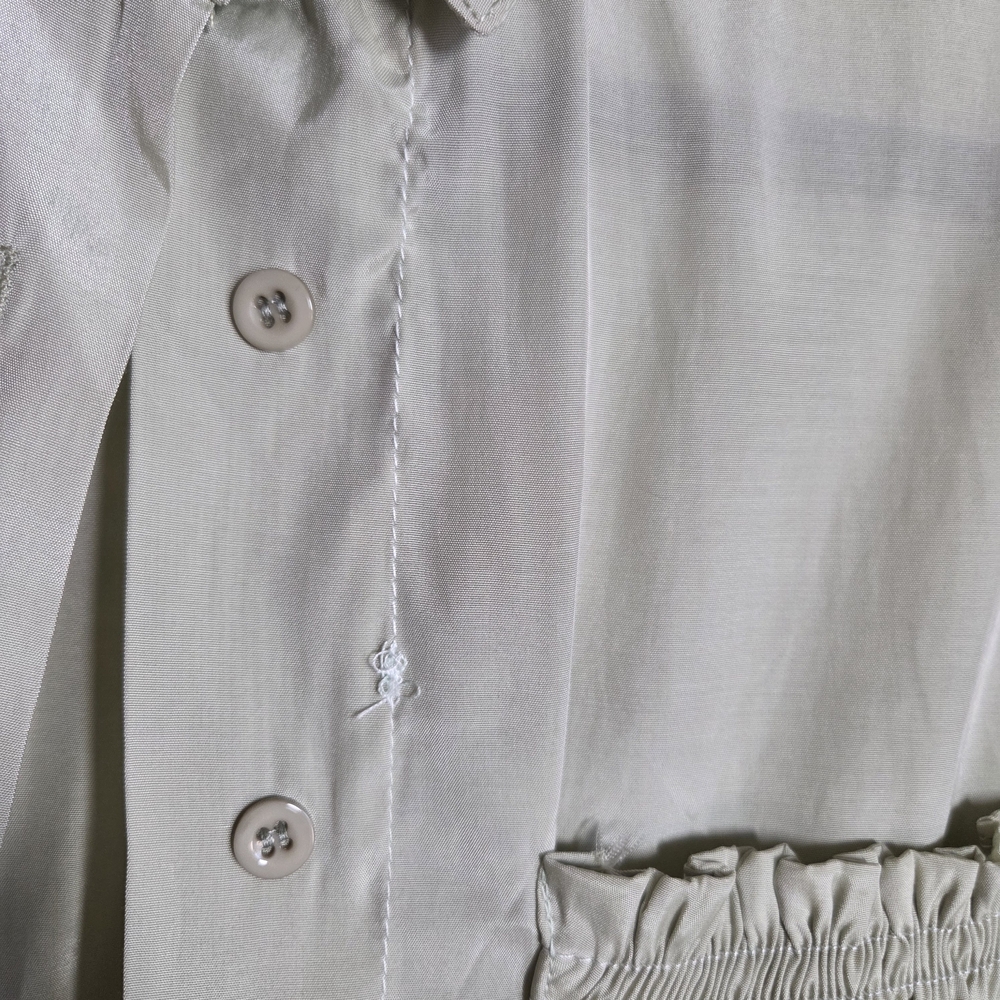 Cropped Sage Green Utility Blouse Drawstring Cinch Hem Shacket Size Medium - Picture 8 of 11